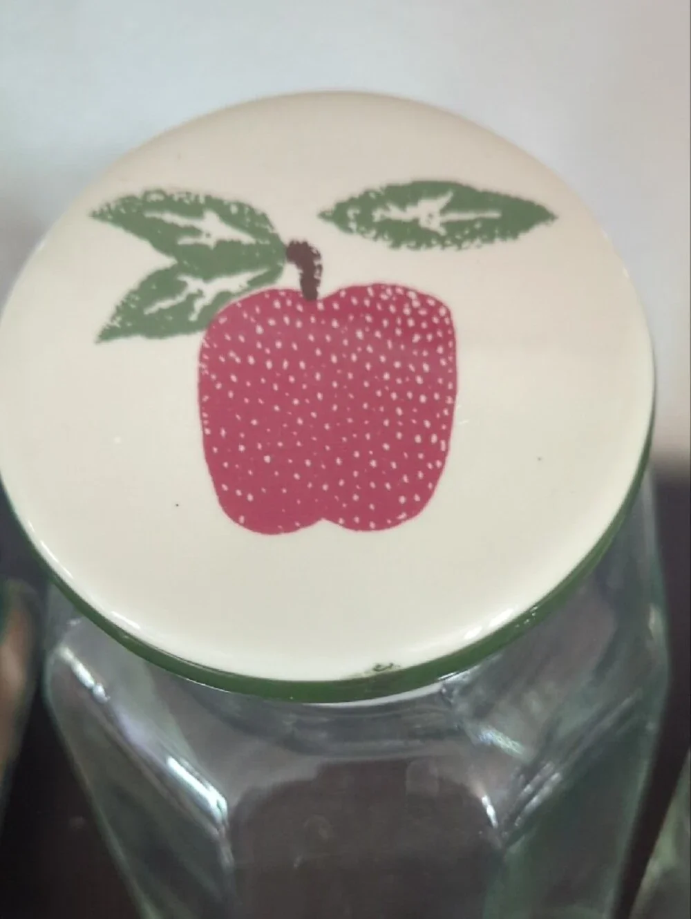 Apple-Print Glass Pantry Jars with White Lids - Set of 2